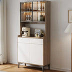 Buffet vaisselier en bois et verre avec partie haute