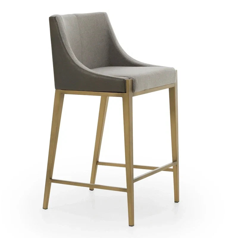 Modrest Fairview Contemporary Grey & Brass Counter Stool