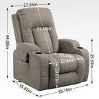 Power Lift Recliner Chair, Modern Single Motor Massage Sofa Chair with Lumbar Heating, USB Charging Port, Cup Holders