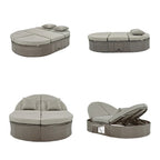 Outdoor Sun Bed Patio 2-Person Daybed with Cushions and Pillows