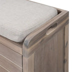 Wood Storage Bench with 2 Woven Baskets