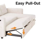 Dyonery 81 Sectional Sleeper Sofa, L-Shaped Pull Out Couch with Reversible Storage Chaise, USB, Reclining Backrest