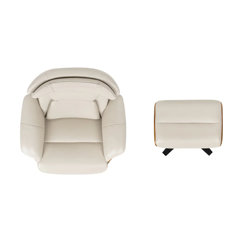 Jovan 31.5 Genuine Leather Recliner Lounge Chair with Ottoman