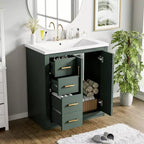 30 Single Sink Bathroom Vanity with Cabinet & 3 Drawers – Black / Blue / Green / Indigo / White