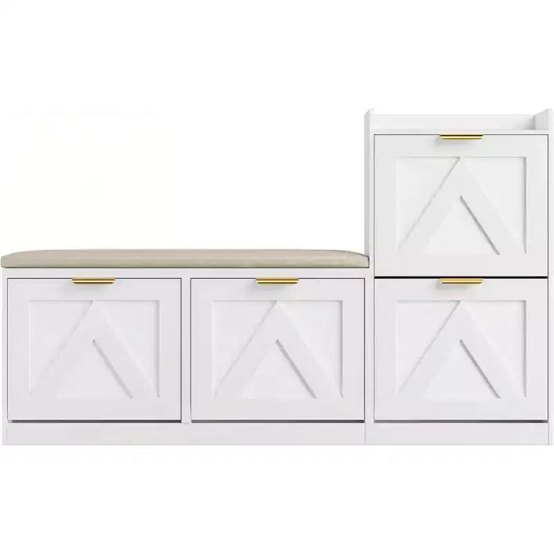 Shoe Storage Cabinet with Bench & 4 Flip Drawers - Narrow Entryway Organizer for 35-40 Pairs