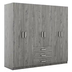6-Door Wooden Wardrobe with Drawers for Bedroom