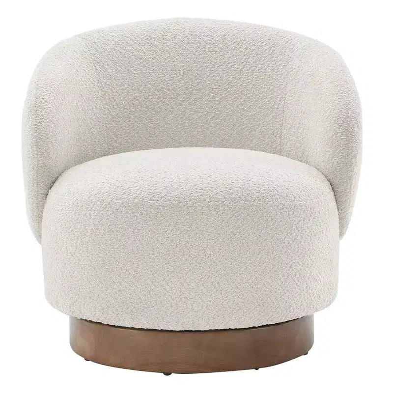 Spruce&Spring Upholstered Swivel Accent Barrel Chair with Wood Base