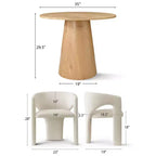 Small Dining Table Set for 2, Beige Upholstered Chairs, Round Pedestal Dining Table, Compact Modern Kitchen Furniture-Panipeachy