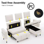 Dyonery 81 Sectional Sleeper Sofa, L-Shaped Pull Out Couch with Reversible Storage Chaise, USB, Reclining Backrest