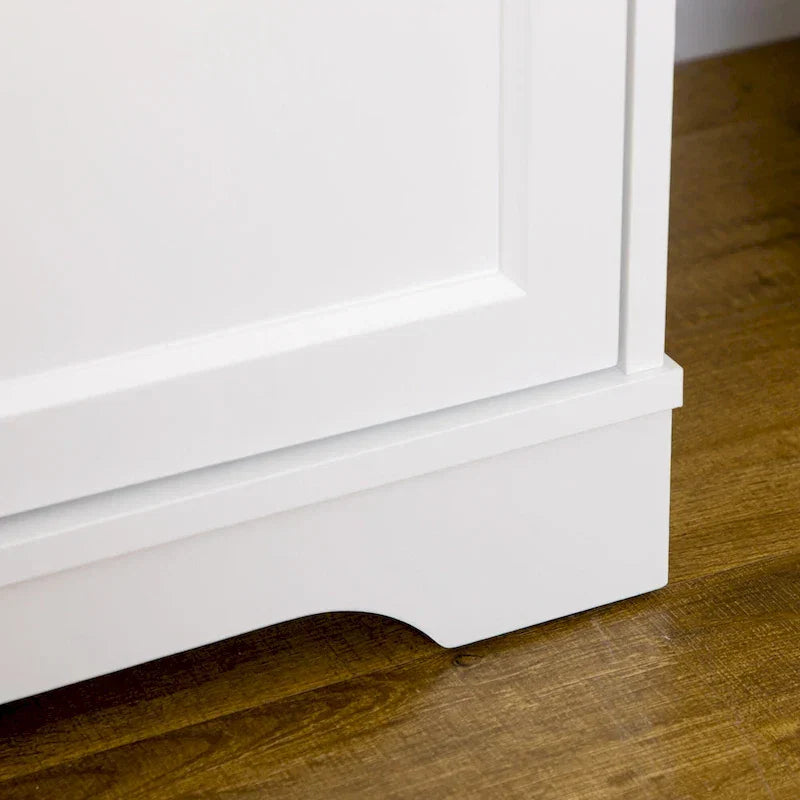 White Kitchen Sideboard Cabinet with 3 Drawers and Adjustable Shelf