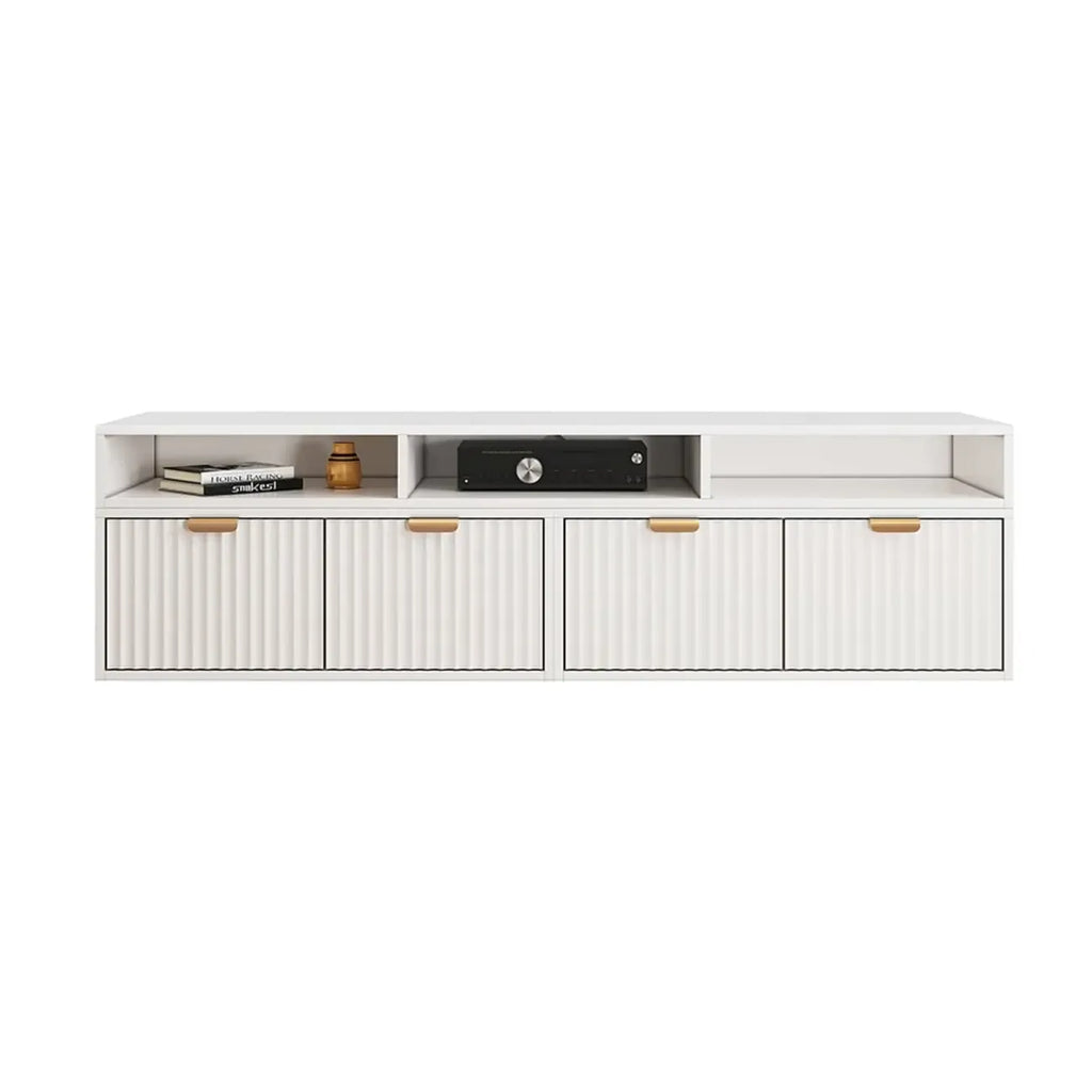 Modern White 2-Drawer Open Storage Corner TV Stand