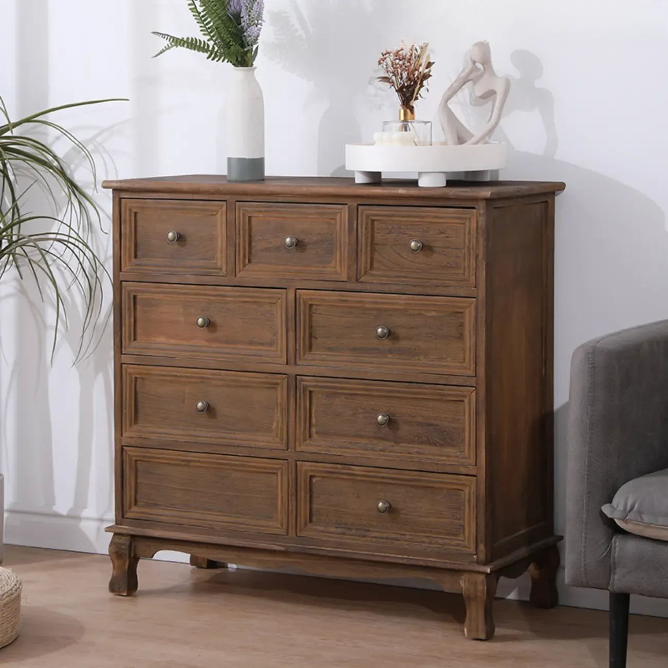 Rustic Brown Wood Accent Cabinet for Living Room Storage