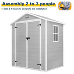 6 ft x 4 ft/6 ft x 8 ft/8 ft x 6 ft/8 ft x 10 ft All-Weather Resin Outdoor Plastic Storage Shed w/Floor, Spire Tool Shed