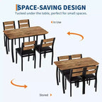 5 Piece Metal Frame Kitchen Table and Chair Set, with Chamfer Design