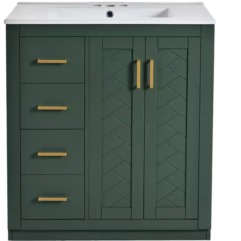 30 Single Sink Bathroom Vanity with Cabinet & 3 Drawers – Black / Blue / Green / Indigo / White