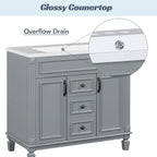 36'' Modern Bathroom Vanity with Top Sink and Mirror Cabinet,2 Doors and 2 Drawers