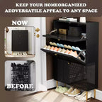 CLIHOME 24 Pair Entryway Shoe Storage Organizer Cabinet Flip Drawers Closet Shoe Rack Shelf Organizer