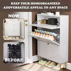 CLIHOME 24 Pair Entryway Shoe Storage Organizer Cabinet Flip Drawers Closet Shoe Rack Shelf Organizer
