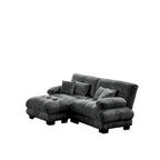 L Shaped Loveseat Sofa Chenille Sectional Couch with Lumbar Pillows