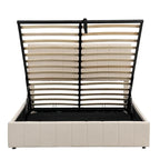 Queen size Upholstered Platform bed with a Hydraulic Storage System - Beige