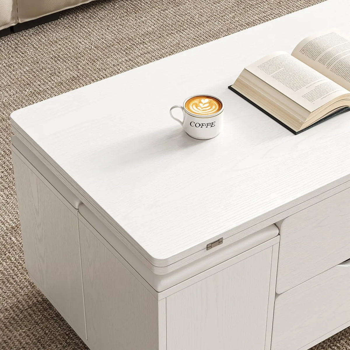 Foldable Lift-Top Coffee Table with 4 Stools & Storage