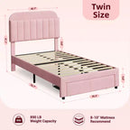 2 Pack Twin Bed Frame with Storage Drawers & Headboard, Velvet Upholstered, Low Profile, Noise-Free, Easy Assembly Pink