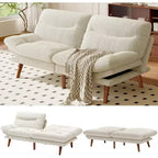 66-inch corduroy sofa bed with adjustable backrest and armrests, suitable for small spaces, living rooms, or offices as a futon sofa.