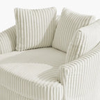 2 Set Oversized 43 W Plush Corduroy Swivel Barrel Chair with Pillows