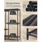 SONGMICS Clothes Rack, Heavy-Duty Wardrobe Closet Organizer with Hanging Rails and Shelves, Total Load 297 lb, Easy Assembly, Ink Black