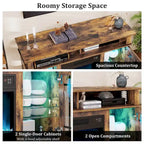 TV Stand with Electric Fireplace LED Lights Remote Controls