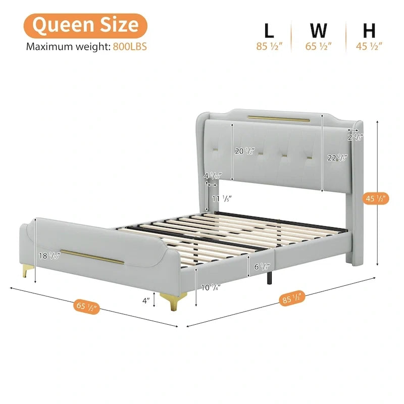 Modern Upholstered PU Leather Bed