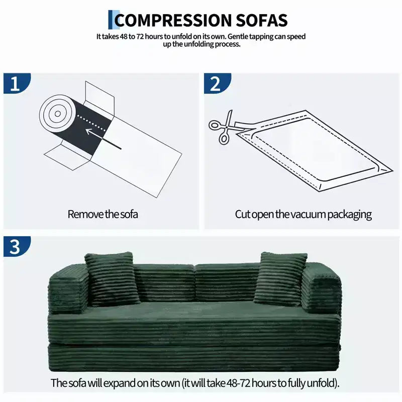 80.7 5-in-1 Convertible Sleeper Sofa Bed – Corduroy, 1200 lbs, No Assembly
