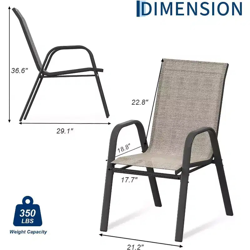 Patio Chairs,Outdoor Stackable Dining Chairs Set of 4/6 All Weather Lightweight Textilene Outdoor Chair Sets with Armrests for Backyard,Pool Deck