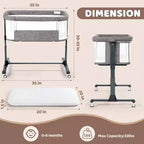 Baby Bassinet with Wheels – Beige / Gray / Pink, Bedside Sleeper, for 1 Baby