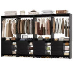 Besiost Set of 4 Closet Organizer with Wooden Drawers and Hanging Rods