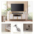 Modern Luxury TV Stand, Entertainment Cente, with Faux Marble Top