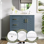 30 Single Sink Bathroom Vanity with Cabinet & 3 Drawers – Black / Blue / Green / Indigo / White