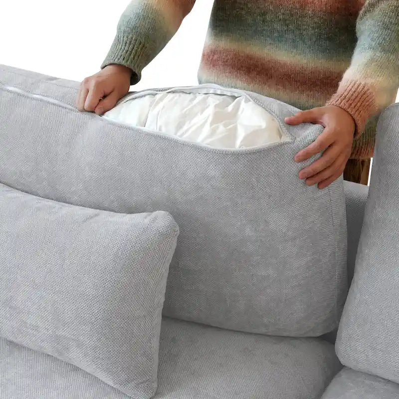 Large Linen Corner Sectional Sofa Couch for Living Room Set