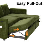 Dyonery 81 Sectional Sleeper Sofa, L-Shaped Pull Out Couch with Reversible Storage Chaise, USB, Reclining Backrest