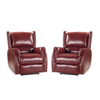Genuine Leather Power Recliner with USB Port – Wingback Nailhead Set of 2