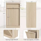 Tiltable Trash Can, Natural Oak, Trash Can with Storage and Drawer, Hidden Trash Cabinet, Laundry Basket for Kitchen, Dining Room, Living Room