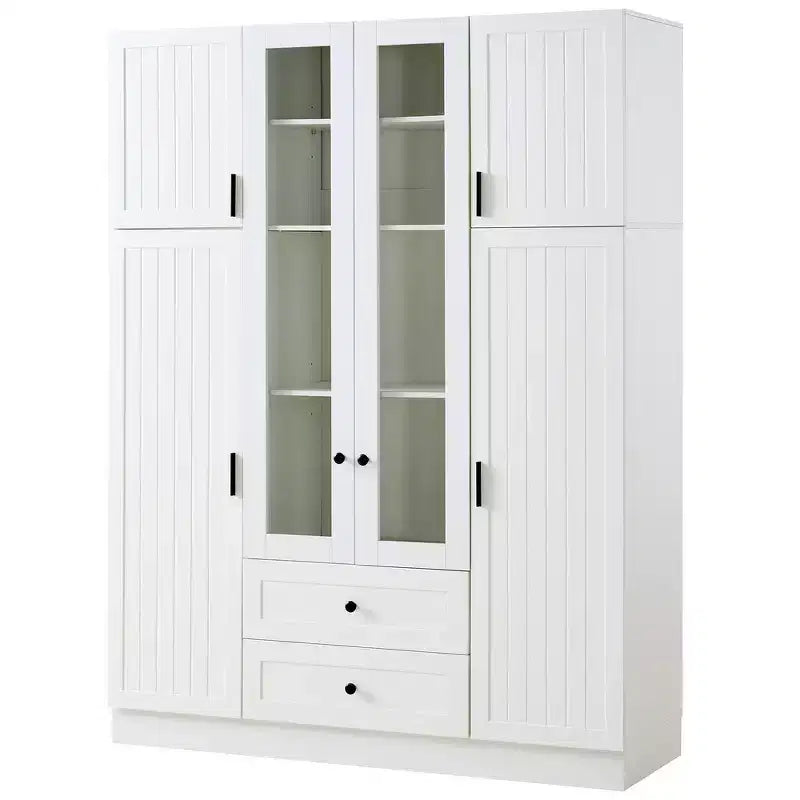 Whisen 71''H Freestanding Kitchen Storage Pantry, Large Dining Storage Cabinet Cupboard Sideboards With 6 Doors, Adjustable Shelves