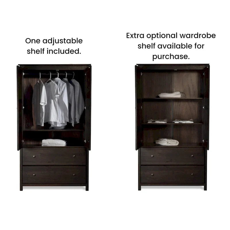 2-Door Solid Wood Armoire - 41x72x22