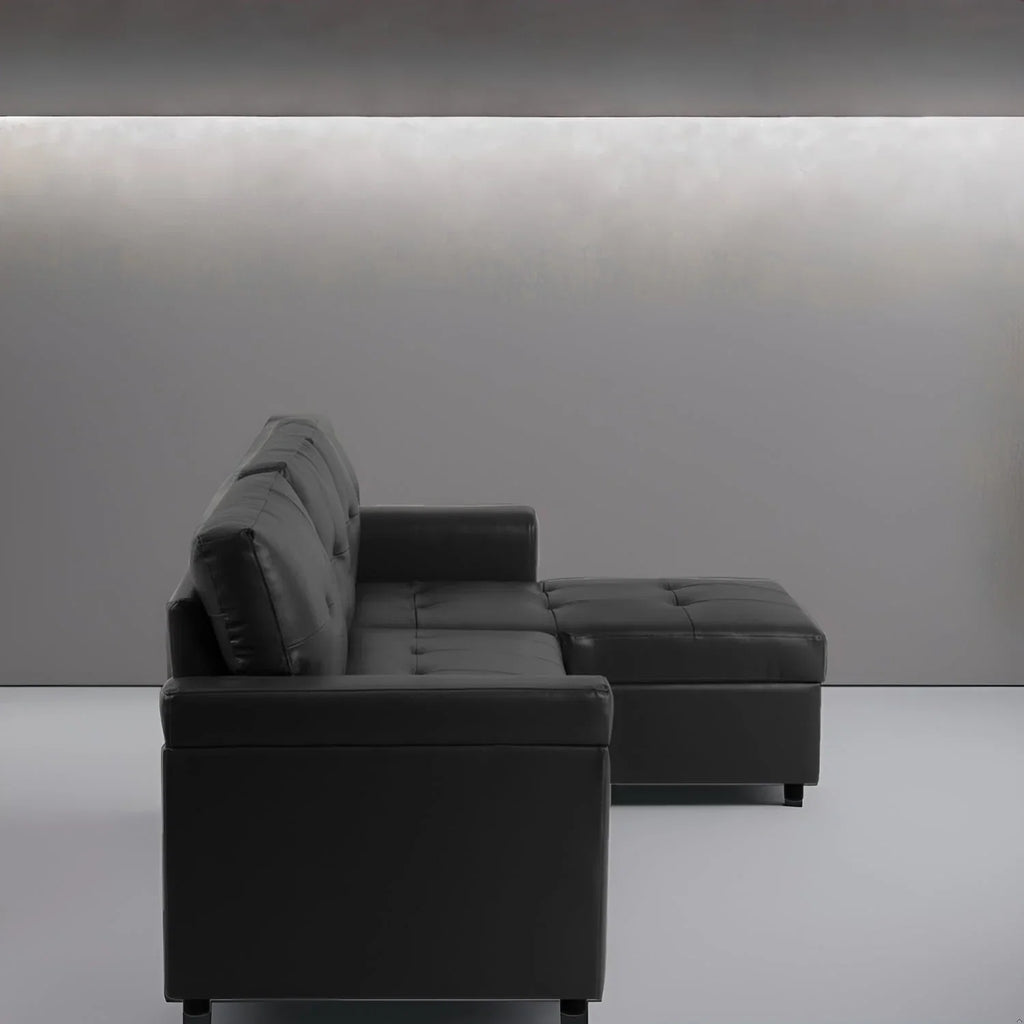 Reversible Sectional Sofa with Pull-Out Sleeper Bed, Hidden Storage Chaise, Durable Legs,