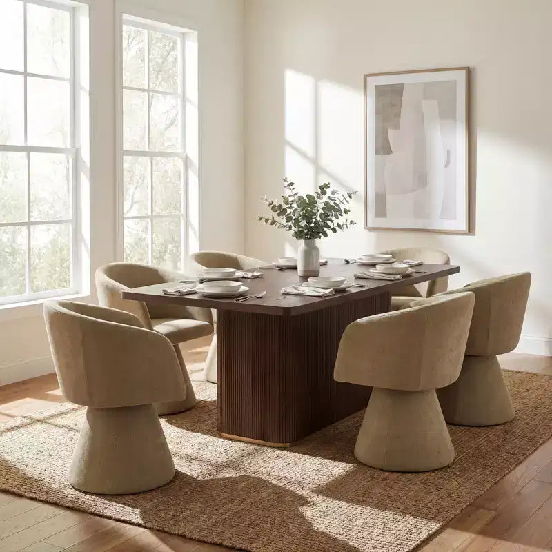 Christopher Knight Home Yodsak Modern 7 Piece Wooden and Metal Dining Set with 180 Swivel Chairs