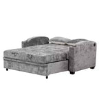 61.6 Modern Chenille Convertible Sofa Bed with USB Ports, Cup Holders & Adjustable Backrest for Living Room, Apartment