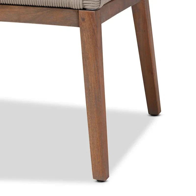 Modern Transitional-Style Rope-Woven Mahogany Dining Chair ââ‚?Gray