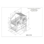 Twin over Twin House Bunk Bed with Roof , Window, Window Box, Door , with Safety Guardrails and Ladder, Grey