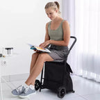 Acekool 2-in-1 Foldable Hand Truck Utility Cart with Removable Waterproof Bag, Thick Seat Cushion & Adjustable Non-Slip Handle, Black