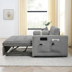 Velvet Multi-Functional Pull-Out Sofa Bed Adjustable Reclining Backrest With Pillows - N/A
